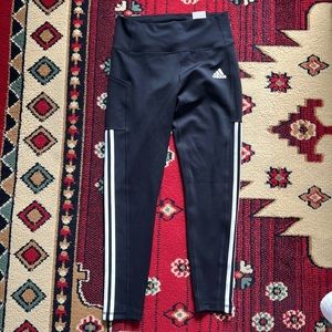 Black Adidas stripe leggings. 7/8 length high rise.